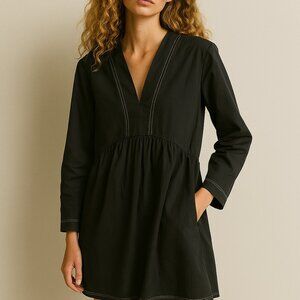Zara Charcoal V-Neck Tunic Dress